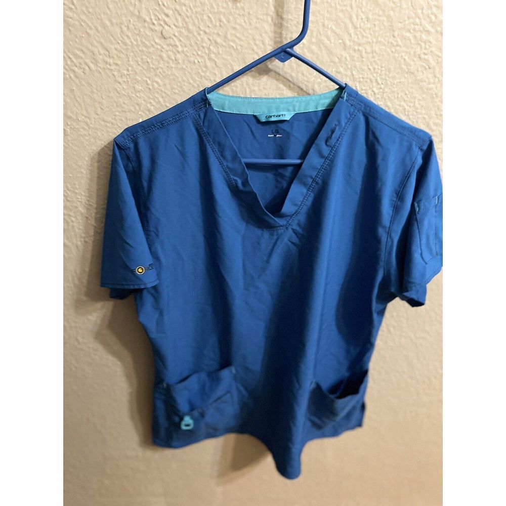 Carhartt Women's‎  V-Neck Blue Scrub Top Size Large